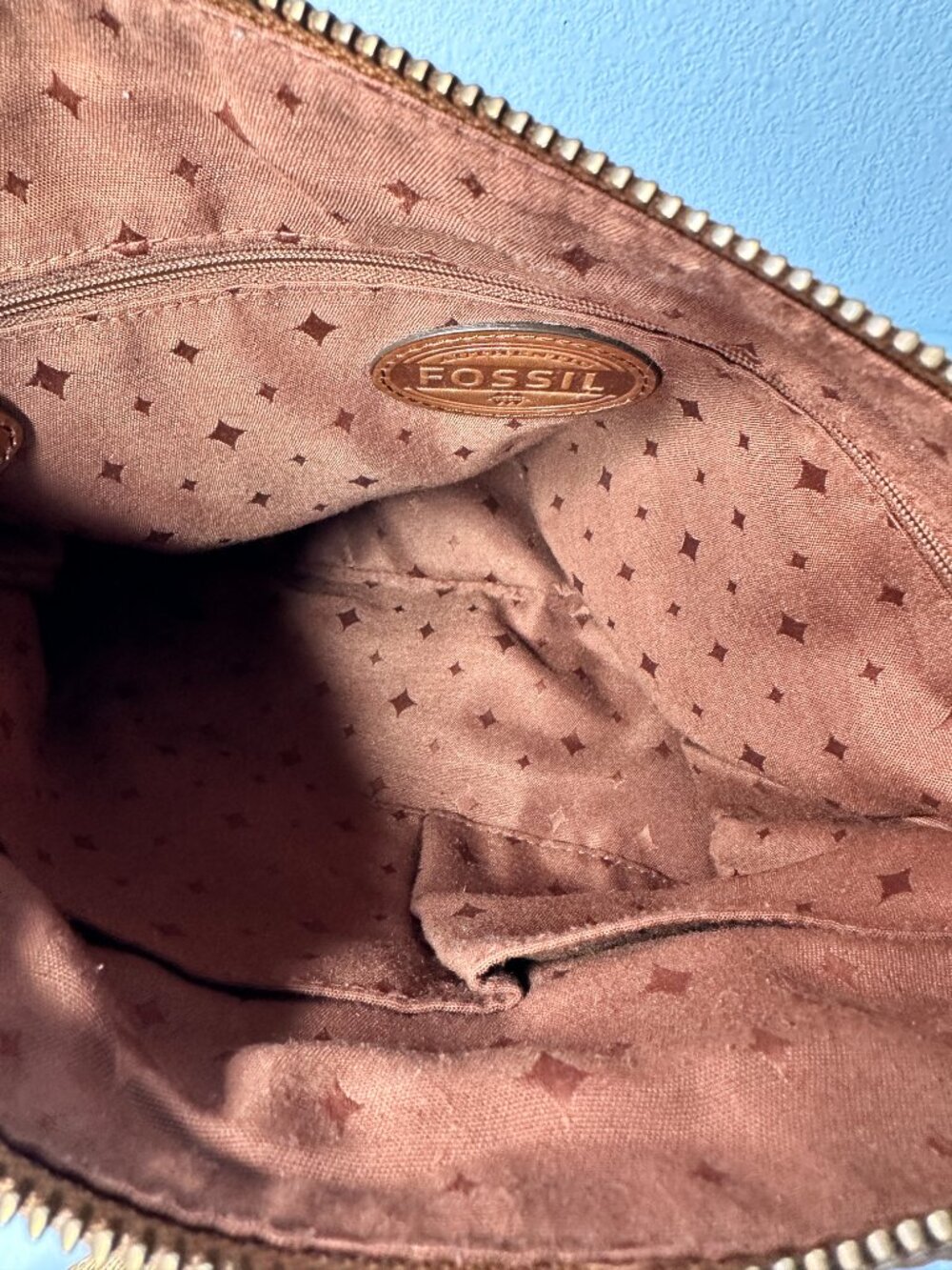 Fossil Explorer Leather Tan Bag Crossbody Shoulder Purse - Picture 8 of 11